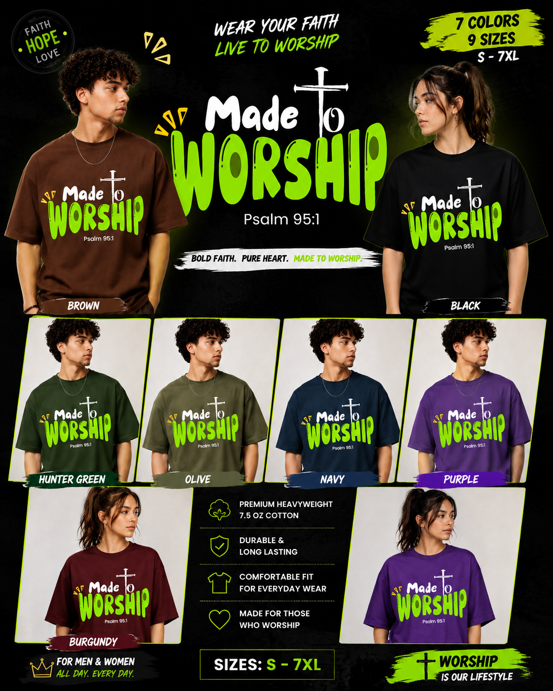 Made to Worship™ — Heavyweight Unisex T-Shirt
